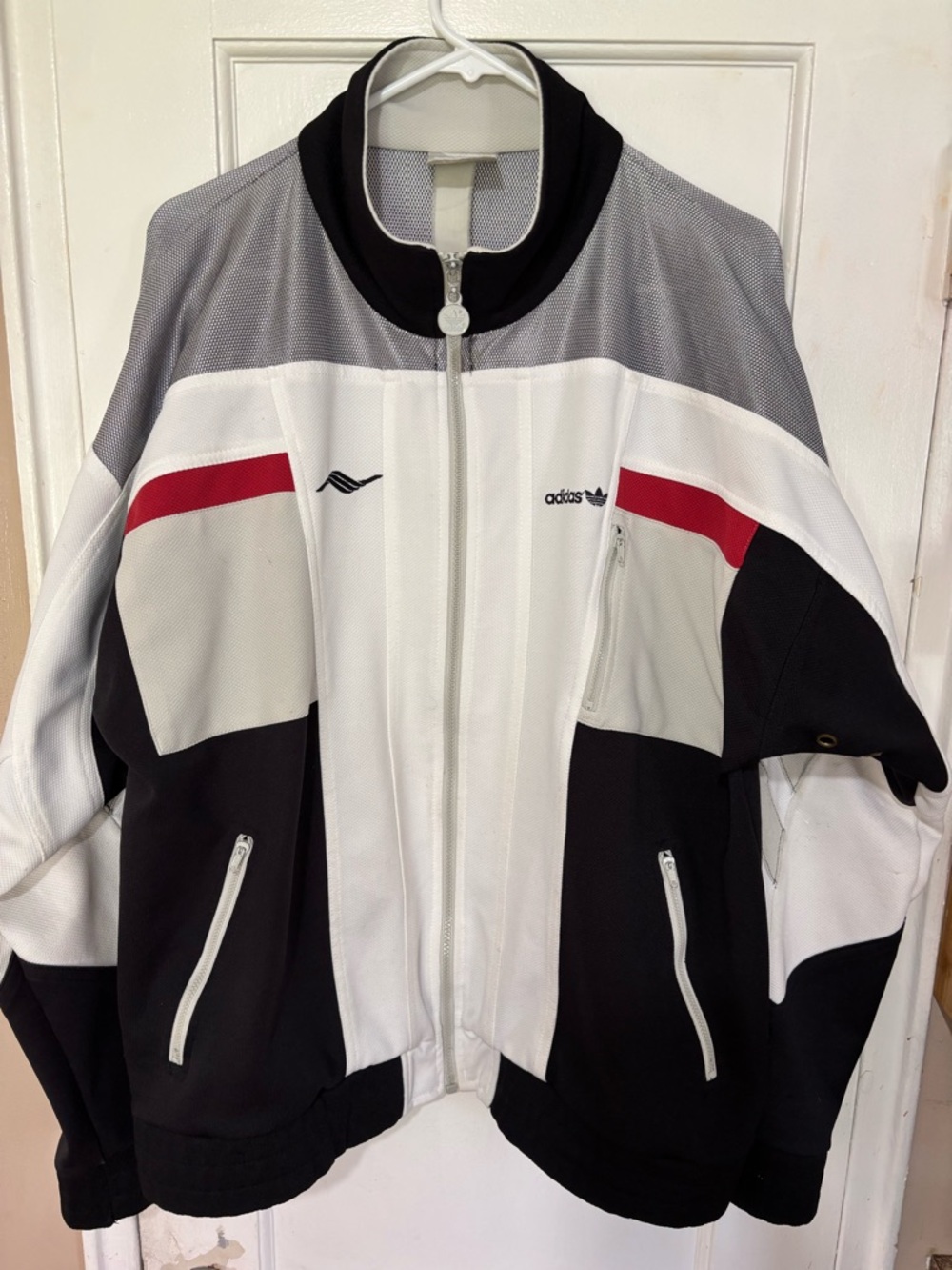 ADIDAS TORSION ARTILLERY JACKETMen’s White, Black & Red Performance Track Jacket